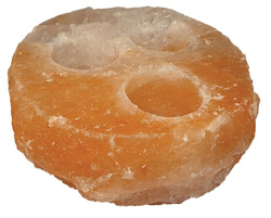 Świecznik solny na 3 tealighty, naturalny, okrągły