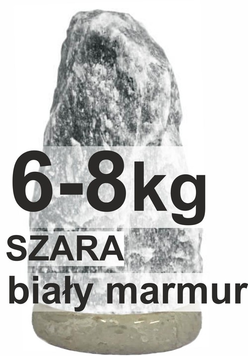 Lampa solna 6-8 kg szara sól podstawa biały marmur